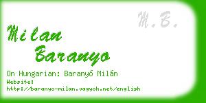 milan baranyo business card